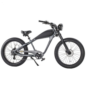 Revi (Civi) Bikes Cheetah Cafe Racer Electric Bike-Cruiser-Revi Bikes-Grey-48V/13Ah Standard-No Accessories-Right Side View