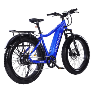 Troxus-Explorer-750W-Fat-Tire-Commuter-Electric-Bike-Commuter-Troxus-Mobility-Left Side back Oblique View - Really Good Ebikes