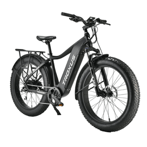 Troxus-Explorer-750W-Fat-Tire-Commuter-Electric-Bike-Commuter-Troxus-Mobility-Black-Left Side Front Oblique View - Really Good Ebikes