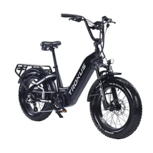 Troxus-Lynx-750W-Low-Step-Fat-Tire-Electric-Bike-Step-Through-Troxus-Mobility-Black- Right Side Front Oblique View - Really Good Ebikes