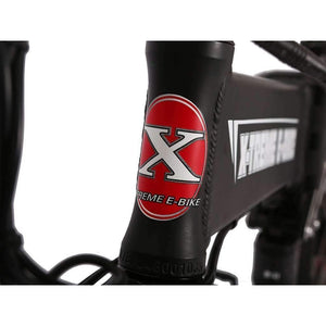 X-Treme Baja 48V Folding Electric Bike-Folding-X-Treme-Closeup View of Frame w/ Brand Name