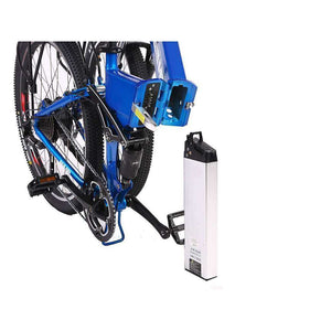 X-Treme Baja 48V Folding Electric Bike-Folding-X-Treme-Metallic Blue-Folded View w/ Battery Romoved
