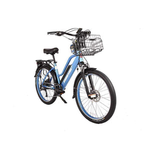 X-Treme Catalina Beach Cruiser Step-Through Ebike-Cruiser-X-Treme-Baby Blue-Right Side Front Oblique View