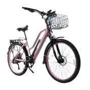 X-Treme Catalina Beach Cruiser Step-Through Ebike-Cruiser-X-Treme-Pink-Right Side Front Oblique View