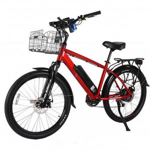 X-Treme Laguna Electric Beach Cruiser Bicycle-Cruiser-X-Treme-Red- Left Side Front Oblique View