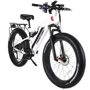X-Treme Rocky Road 500W Fat Tire Electric Mountain Bike-fat-X-Treme-Metallic White-Right Side Front Oblique View