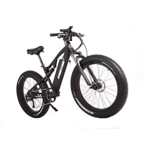 X-Treme Rocky Road 500W Fat Tire Electric Mountain Bike-fat-X-Treme-Black-Right Side Front Oblique View