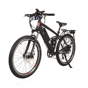 X-Treme Rubicon 500W Full-Suspension Electric Mountain Bicycle-Mountain-X-Treme-Black-Left Side Front Oblique View