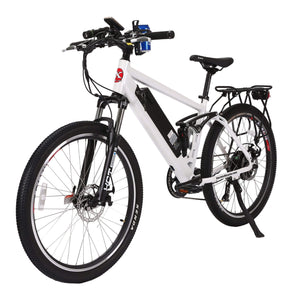 X-Treme Rubicon 500W Full-Suspension Electric Mountain Bicycle-Mountain-X-Treme-Metallic White-Left Side Front Oblique View