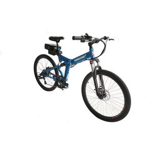 X-Treme-XC-36-Full-Size-Folding-Electric-Bike-Folding-X-Treme-Metallic Blue-Right Side Front Oblique View